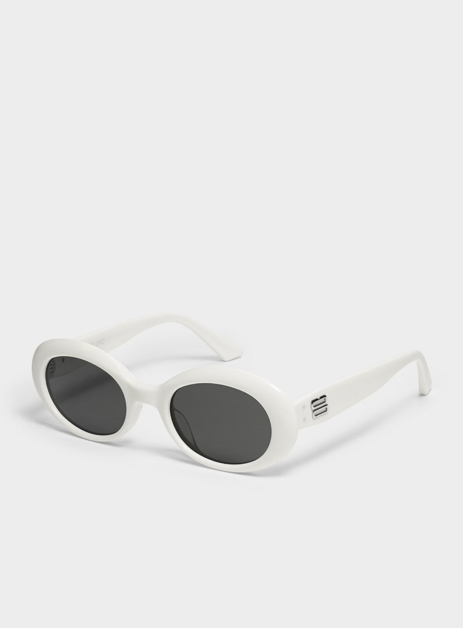 Poison in white round Korean Fashion Sunglasses from the Burr Puzzle Collection by Mercury Retrograde