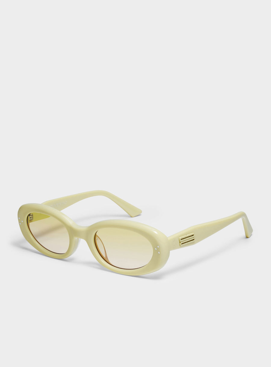 Breath in light yellow Korean Fashion round Sunglasses from the Burr Puzzle Collection by Mercury Retrograde