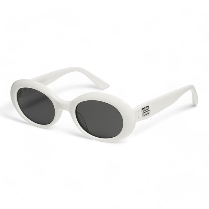 Poison in white round Korean Fashion Sunglasses from the Burr Puzzle Collection by Mercury Retrograde